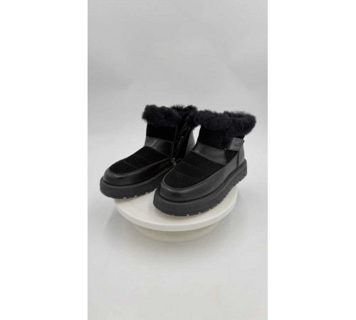 Ботинки кожа шерсть зимние женские Evalli evl nt025b Чёрный