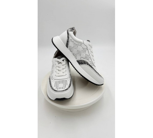 Кросовки женские на полную ногу косточку 92069 Белый кожа, стелька кожа