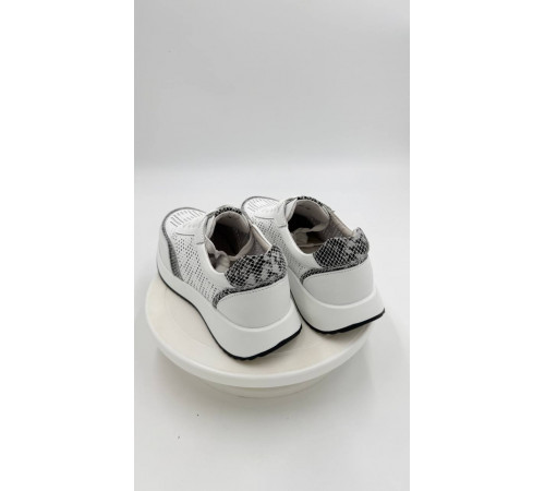 Кросовки женские на полную ногу косточку 92069 Белый кожа, стелька кожа