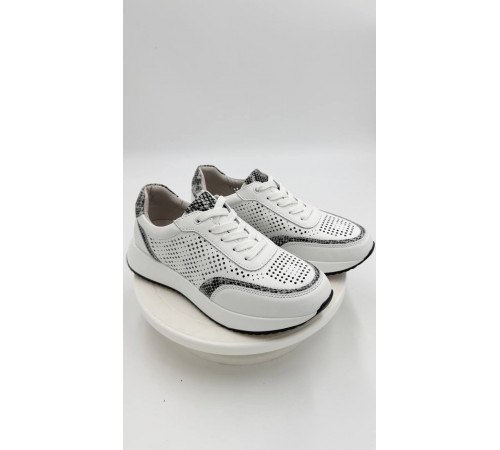 Кросовки женские на полную ногу косточку 92069 Белый кожа, стелька кожа