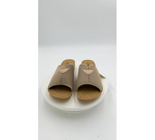 Тапочки женские летние на широкую ногу 60101 Бежевый