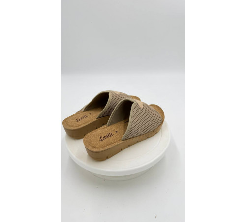 Тапочки женские летние на широкую ногу 60101 Бежевый