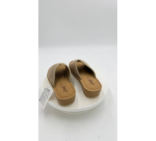 Тапочки женские летние на широкую ногу 60101 Бежевый