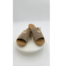 Тапочки женские летние на широкую ногу 60101 Бежевый