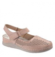 Босоножки женские летние на липучке на широкую ногу закрытый нос Evalli сс25 306 Пудровый