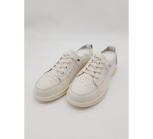 Кеды женские кожа резинка-шнурки перфорация туфли 2025-3A Бежевый