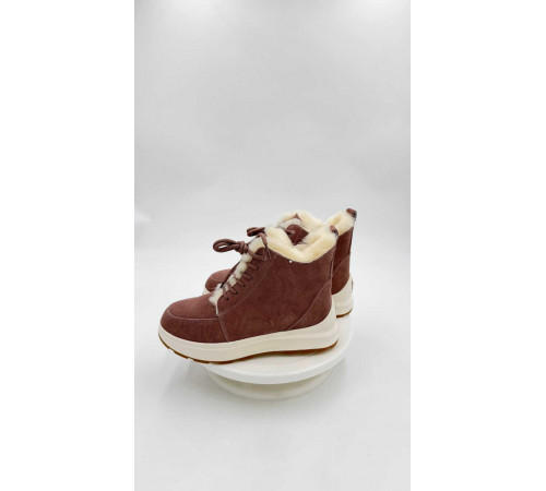 Ботинки кожа замша шерсть зимние женские мягкие удобно на полную ногу Evalli  ev wa5352-2 Сиреневый