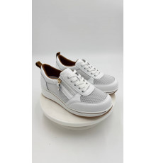 Кросовки женские с молнией на полную ногу подьем 86961-5-5 Белый кожа