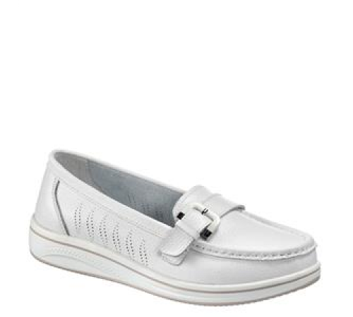Мокасины женские кожа шнуровка на широкую ногу 2381 Белый