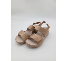 Босоножки женские на липучках анатомическая кожанная стелька A8808-1 Бежевый