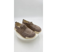 Кеды женские на полную ногу E25020-01-2 Кофейный кожа шнурки резинка