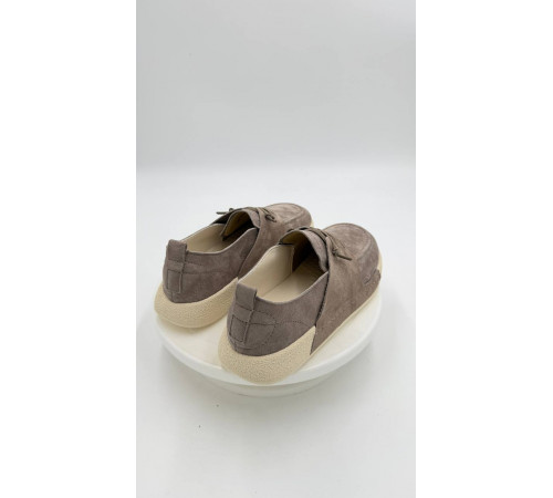 Кеды женские на полную ногу E25020-01-2 Кофейный кожа шнурки резинка