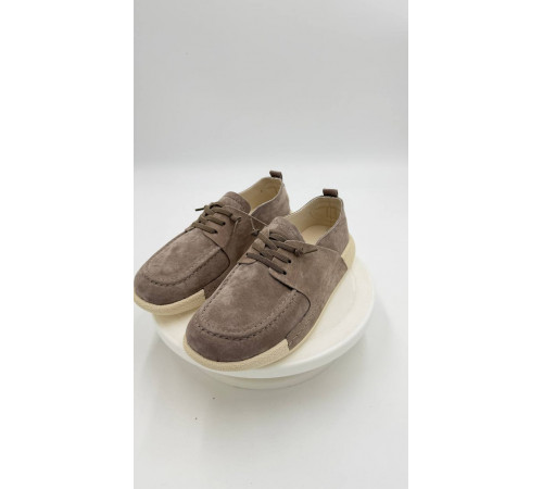 Кеды женские на полную ногу E25020-01-2 Кофейный кожа шнурки резинка