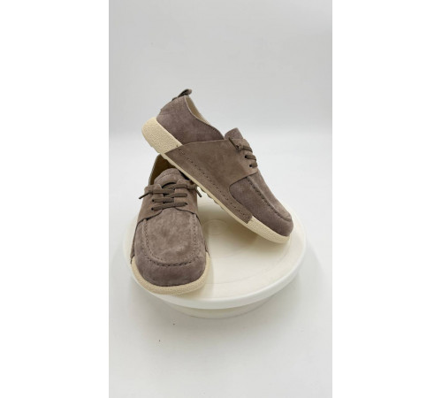 Кеды женские на полную ногу E25020-01-2 Кофейный кожа шнурки резинка