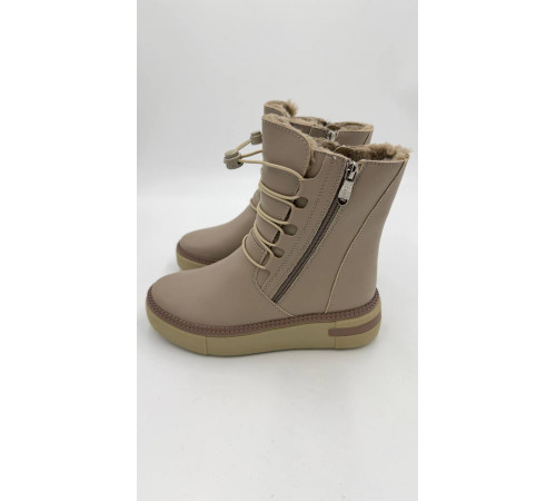 Полусапоги ботинки зимние на полную ногу кожа шерсть тпр женские 1895-65A-5 Кофейнный