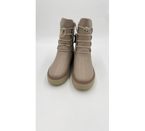 Полусапоги ботинки зимние на полную ногу кожа шерсть тпр женские 1895-65A-5 Кофейнный