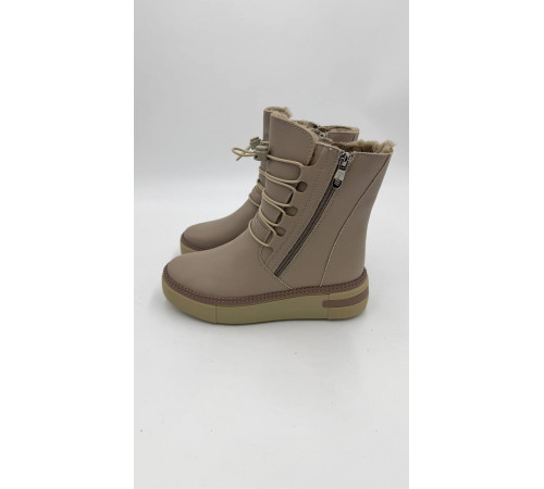 Полусапоги ботинки зимние на полную ногу кожа шерсть тпр женские 1895-65A-5 Кофейнный