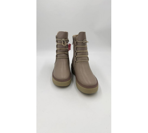 Полусапоги ботинки зимние на полную ногу кожа шерсть тпр женские 1895-65A-5 Кофейнный