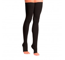 Чулки открытый мыс с силиконом до бедра Черный пара