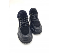 Ботинки кожа замша шерсть зимние женские мягкие удобно на полную ногу Evalli isd023 1 черный