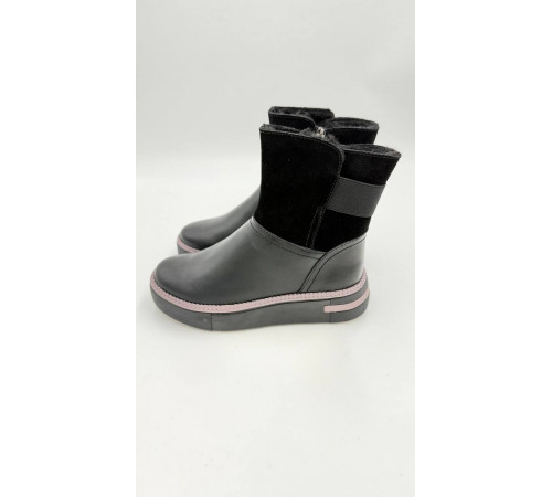 Полусапоги кожа шерсть зимние женские Evalli 1895 611 1 чёрный