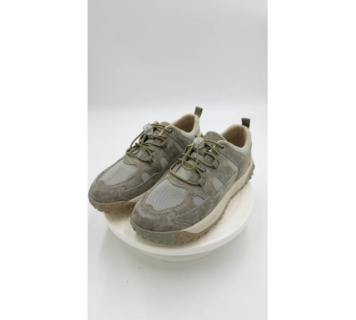 Кросовки женские на широкую ногу мягкие легкие с эластичными вставками нубук 69008 11 4 Зеленый