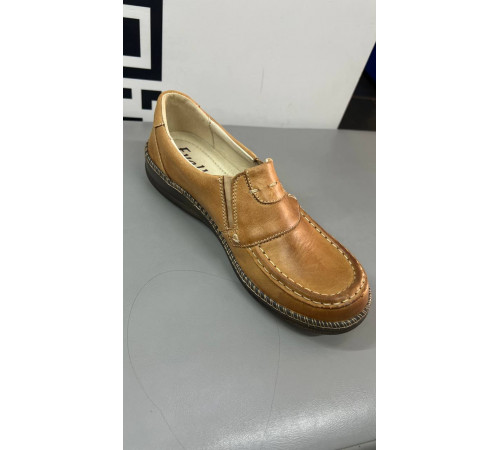 Ботинки кожа весенние женские липучка Evalli 701 07 Рыжий кожа