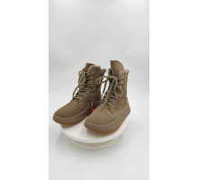 Ботинки кожа замша шерсть зимние женские мягкие удобно на полную ногу Evalli 6a yd151n Бежевый