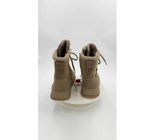 Ботинки кожа замша шерсть зимние женские мягкие удобно на полную ногу Evalli 6a yd151n Бежевый