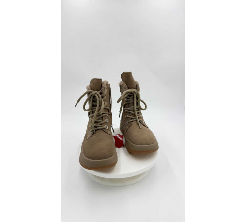 Ботинки кожа замша шерсть зимние женские мягкие удобно на полную ногу Evalli 6a yd151n Бежевый