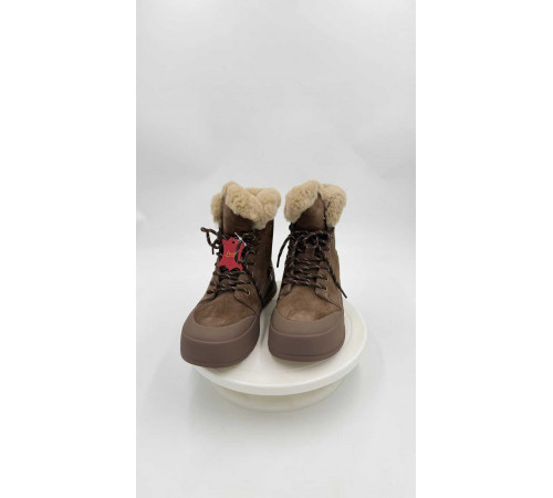 Ботинки кожа замша шерсть зимние женские мягкие удобно на полную ногу Evall is28e139 012 Коричневый 