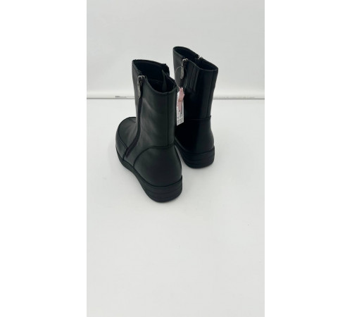 Сапоги зимние кожа шерсть тпр женские 8029-64-6 Чёрный Полнота 10