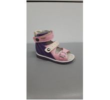 Сандали Ортодон на девочку жесткий задник без супинатора розовый-сиреневый 2111