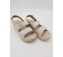 Босоножки женские летние на липучках на широкую ногу 53156 Молочный