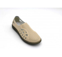 Слипоны кожа летние женские на широкую ногу Evalli e2022 5b Бежевый кожа