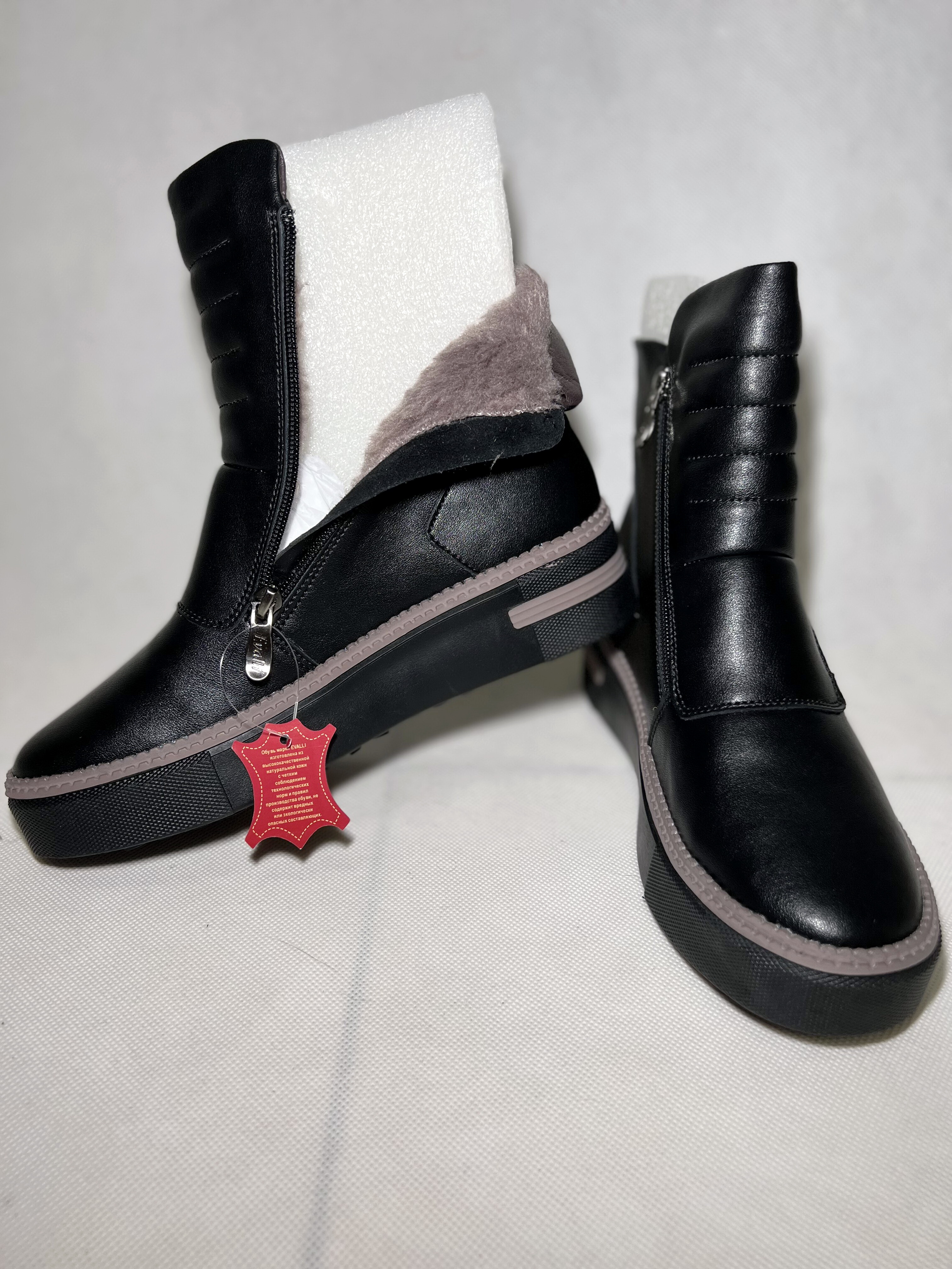 Ботинки обувь женская зимняя W3 SVS6 1 Чёрный кожа мех