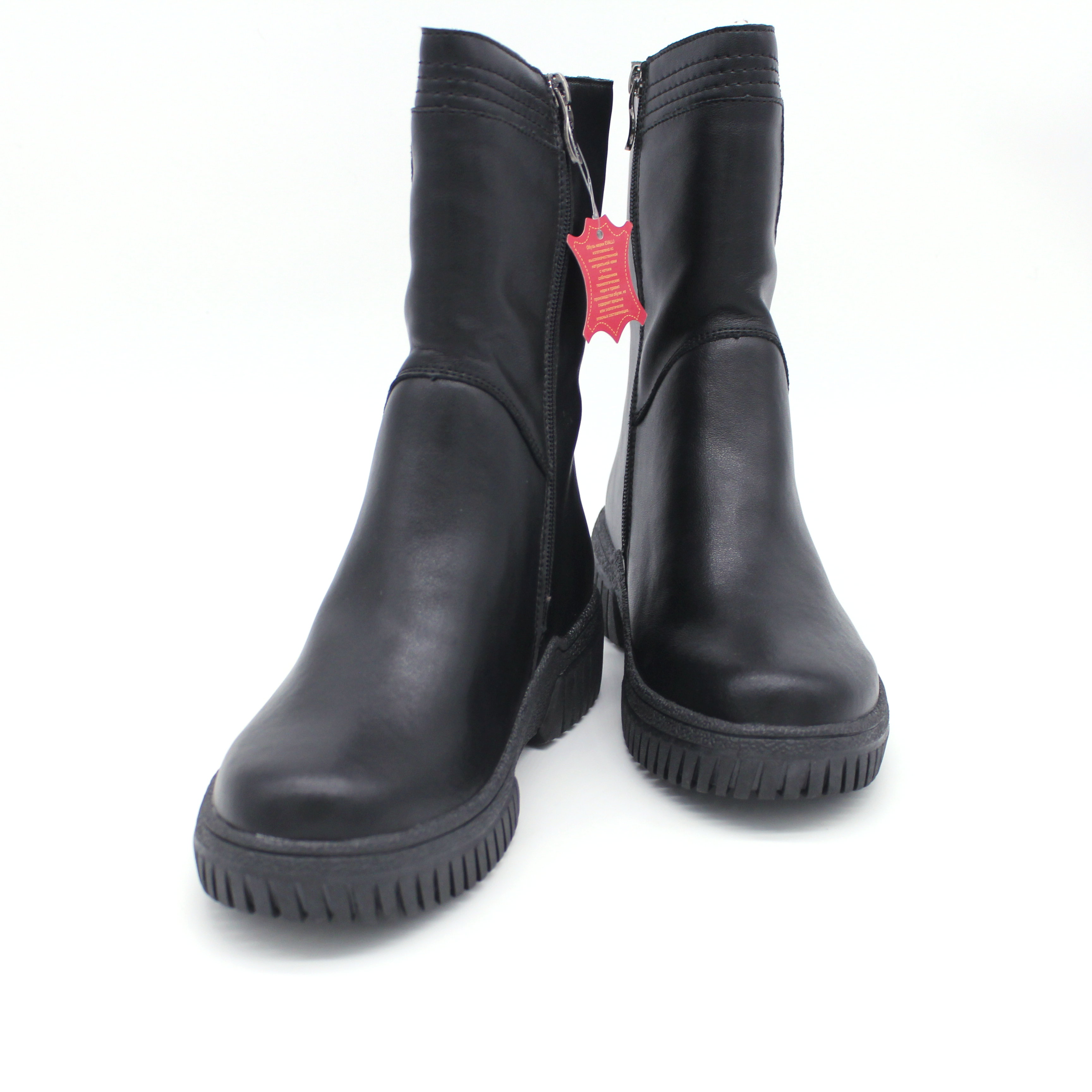 Полусапоги обувь женская зимняя W2 VVM3 1 Чёрный кожа мех