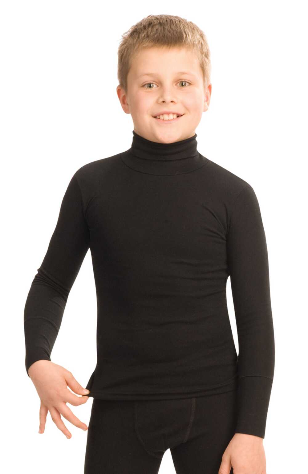 Термобелье футболка для мальчиков шерсть с длинным рукавом и высоким воротом LC 153